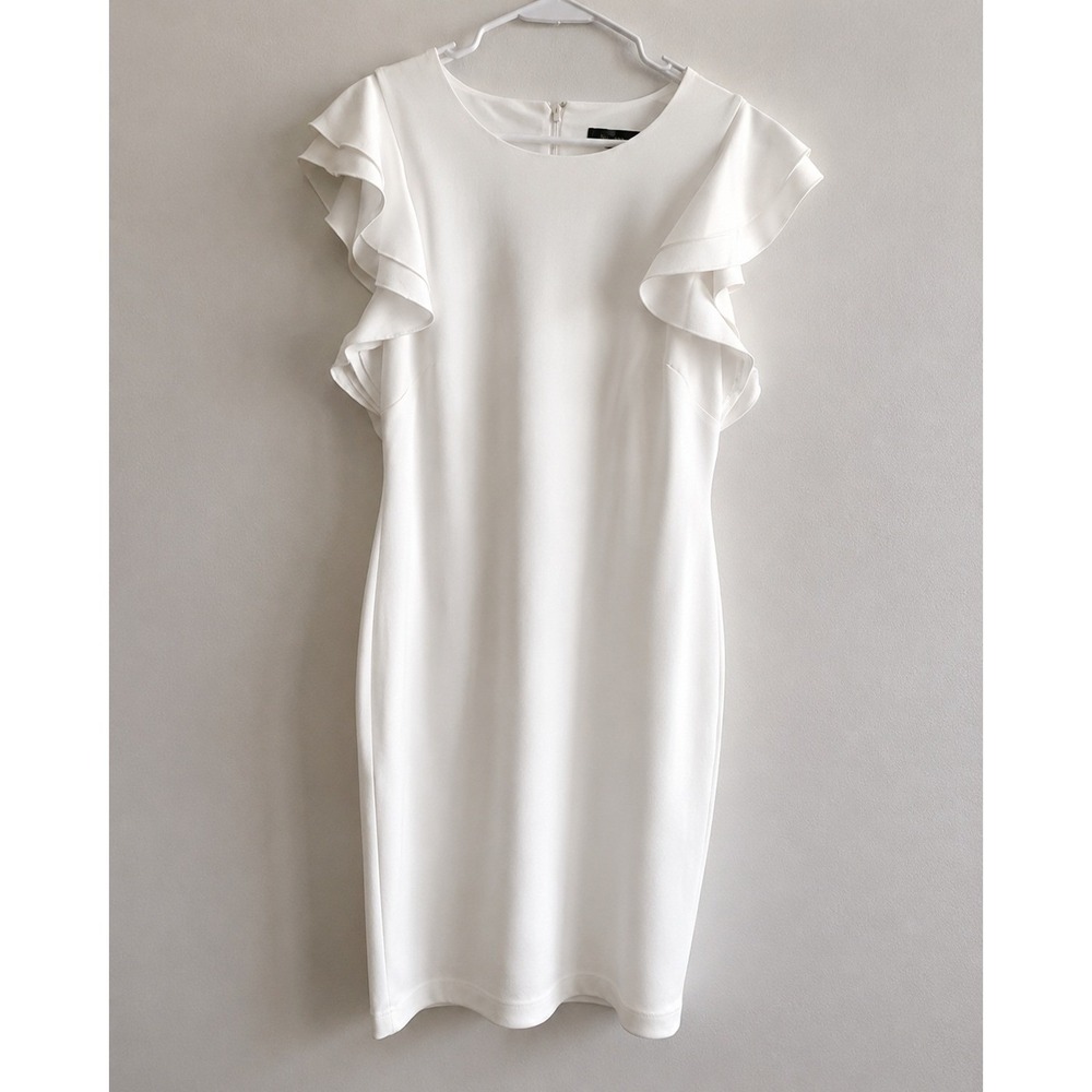 nwot Tommy Hilfiger Corporate Chic Size 16 White Ruffle Sleeve Sheath Dress